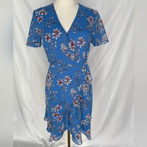 Banana Republic Factory Wrap Floral Ruffle Hem Mini Dress